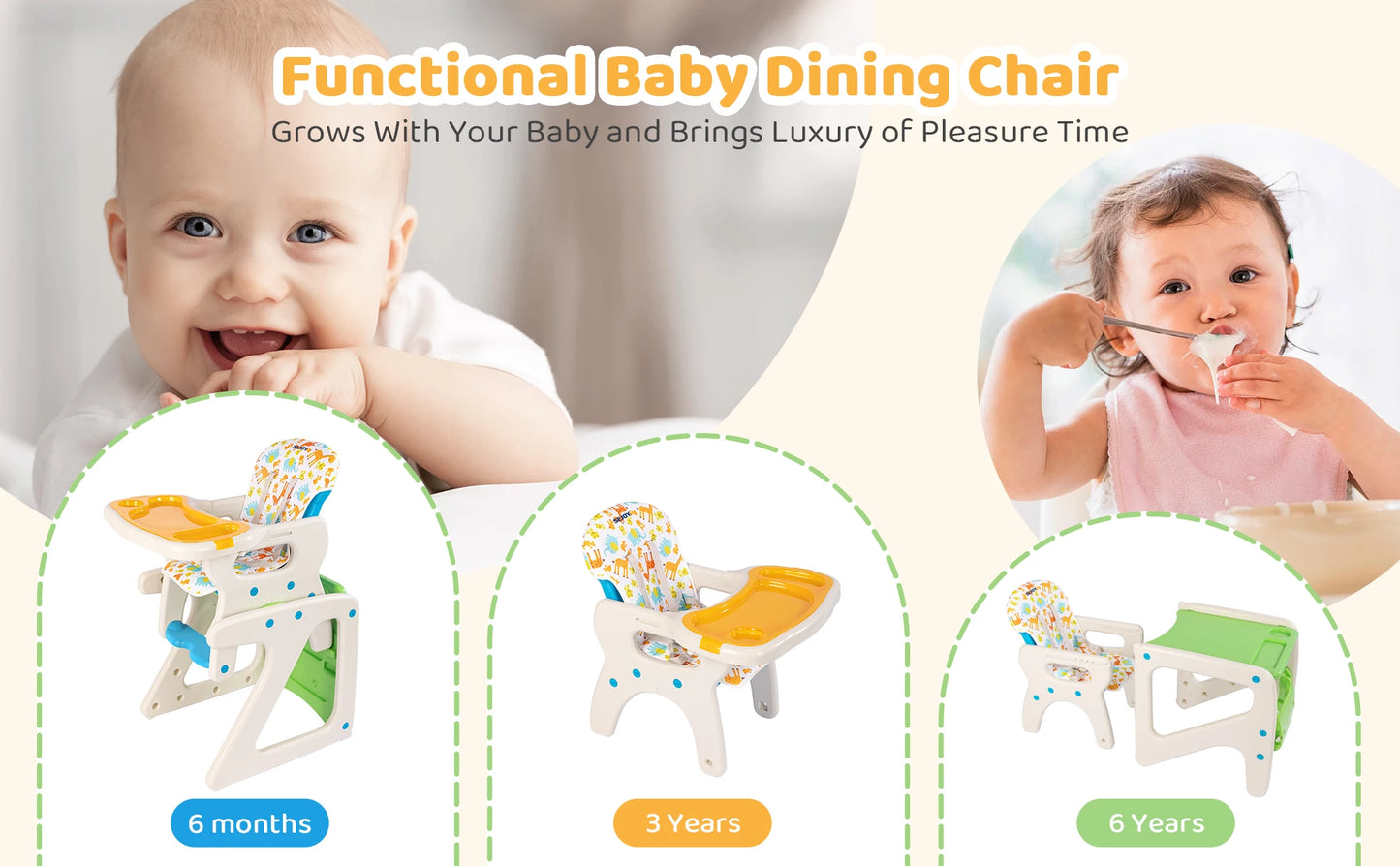 Sejoy High Chair for Baby and Toddlers