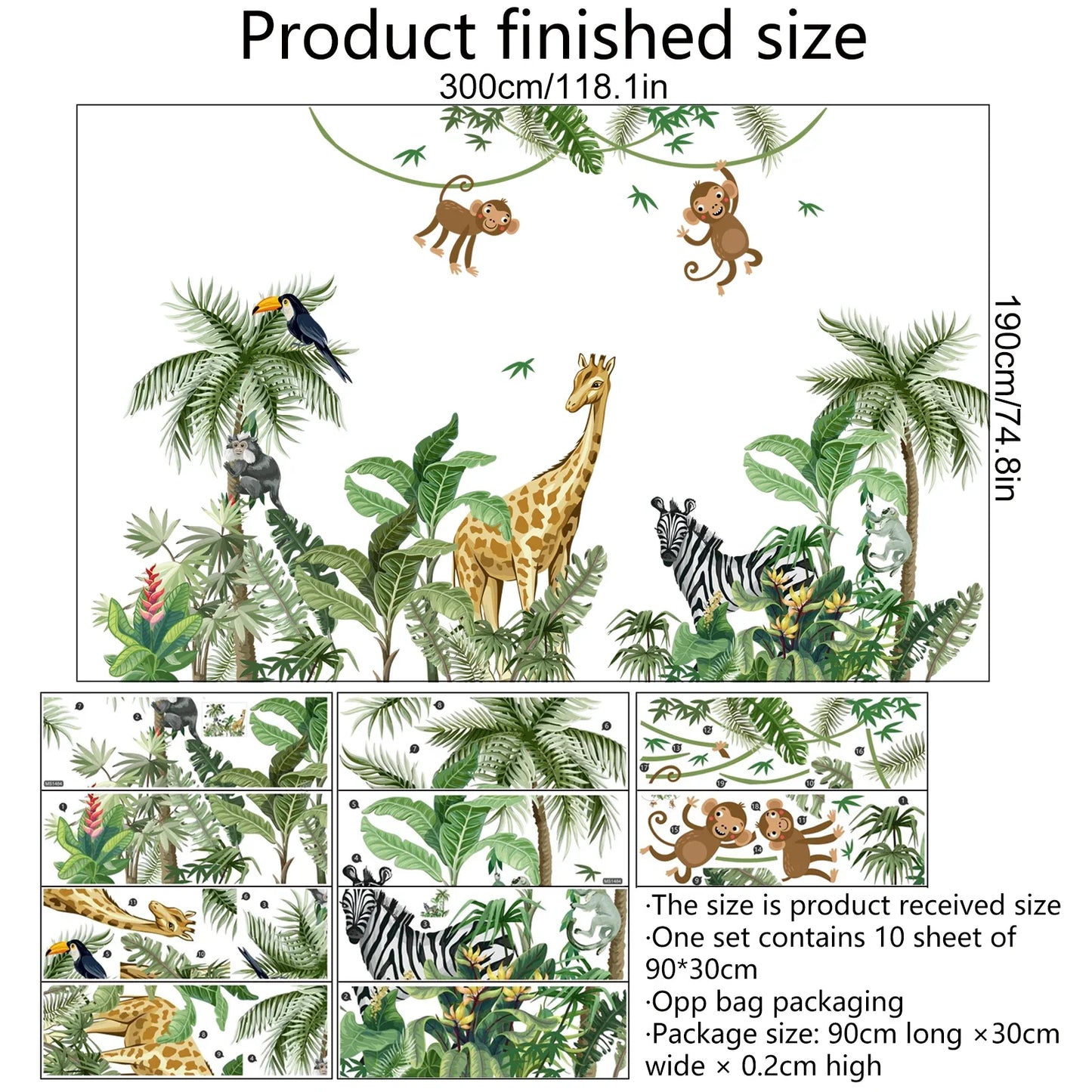 Large Funny Jungle Wall Art