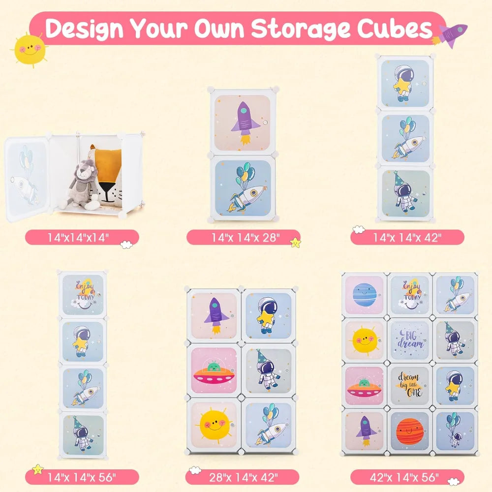 Portable Kids Closet System – 12 Compartments & 2 Hanging Areas