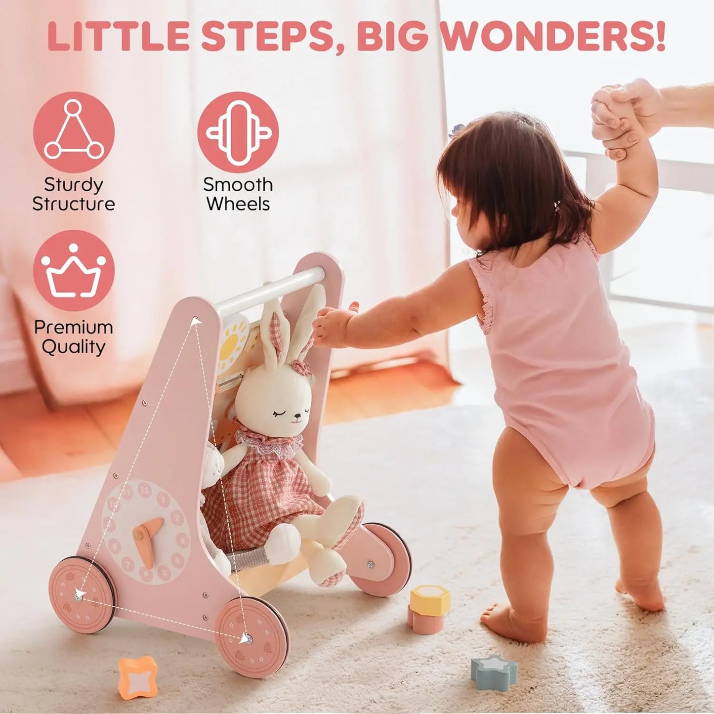 Robotime Robud Wooden Baby Walker with Wheels
