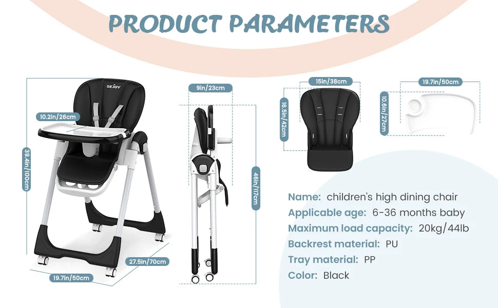 Sejoy Adjustable Baby High Chair