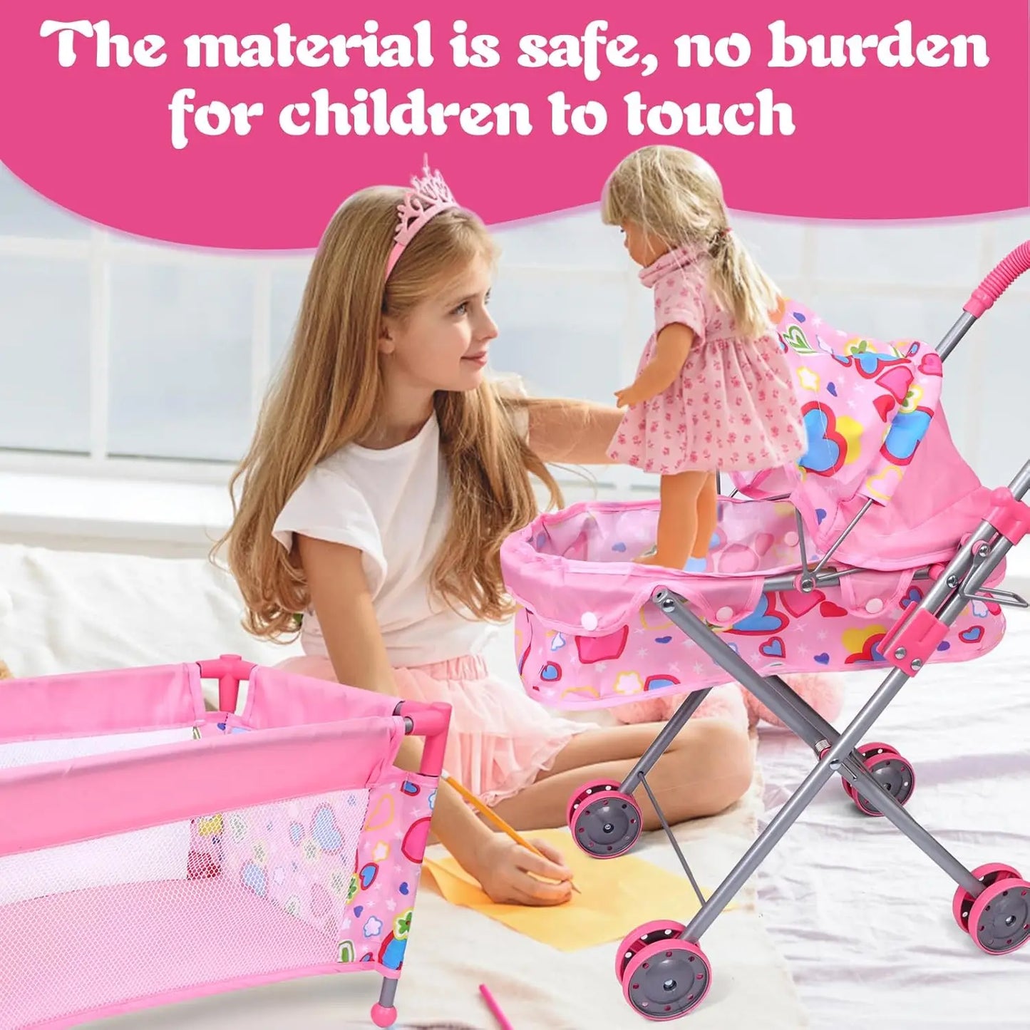 5-Piece Baby Doll Stroller Playset