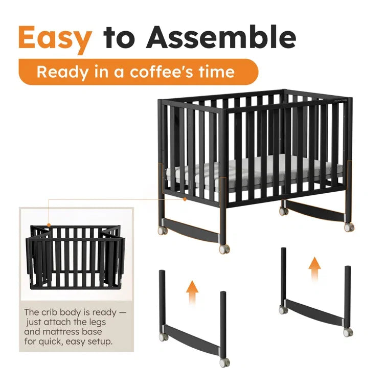 MAMAZING 6-in-1 Convertible Mini Crib (Black)