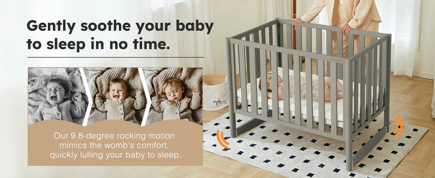 MAMAZING 6-in-1 Convertible Mini Crib (Grey)