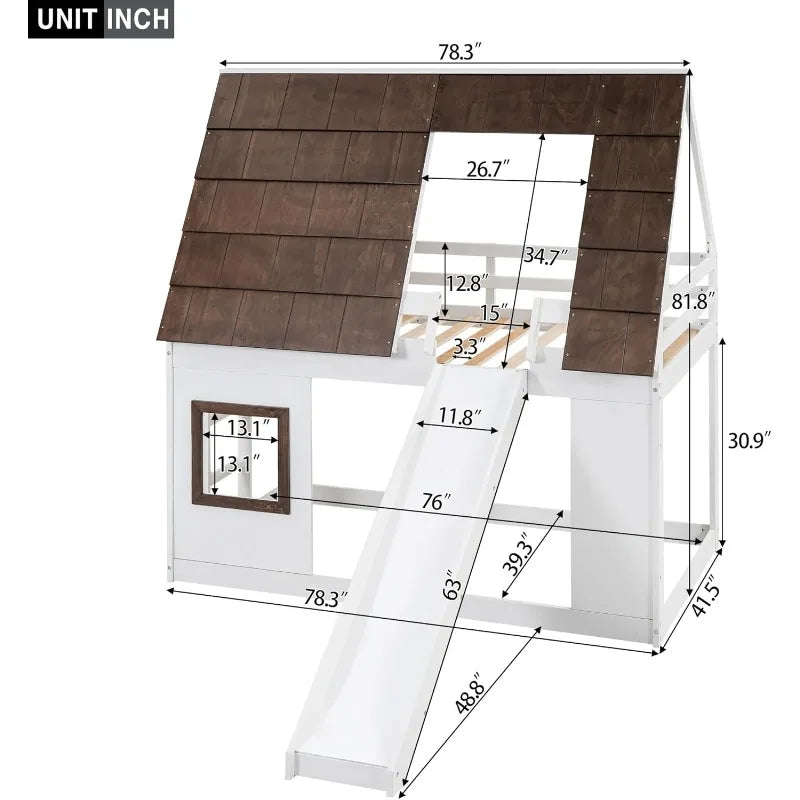 Merax Twin‑Over‑Twin House Bunk Bed