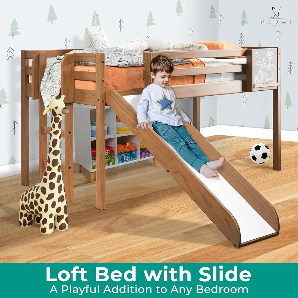 Kids Twin Loft Bed with Slide