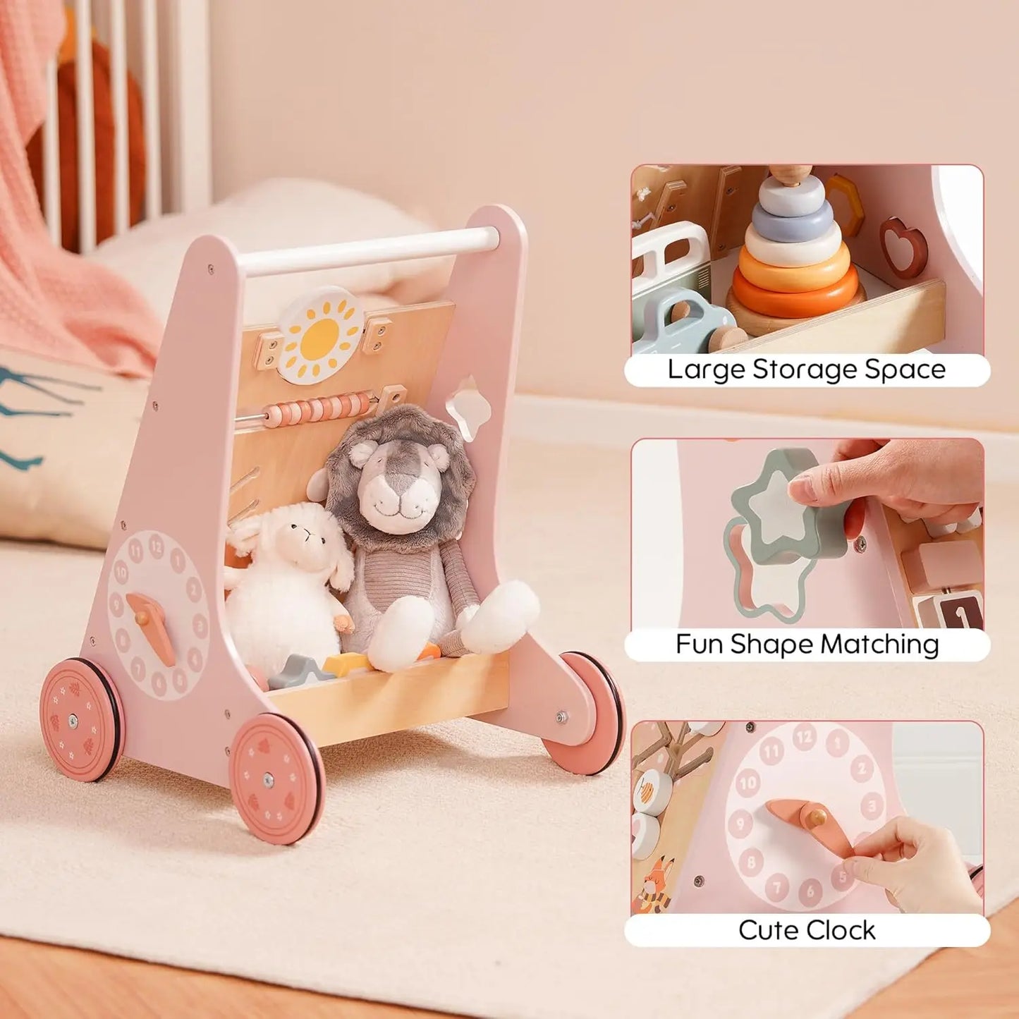 Robotime Robud Wooden Baby Walker with Wheels