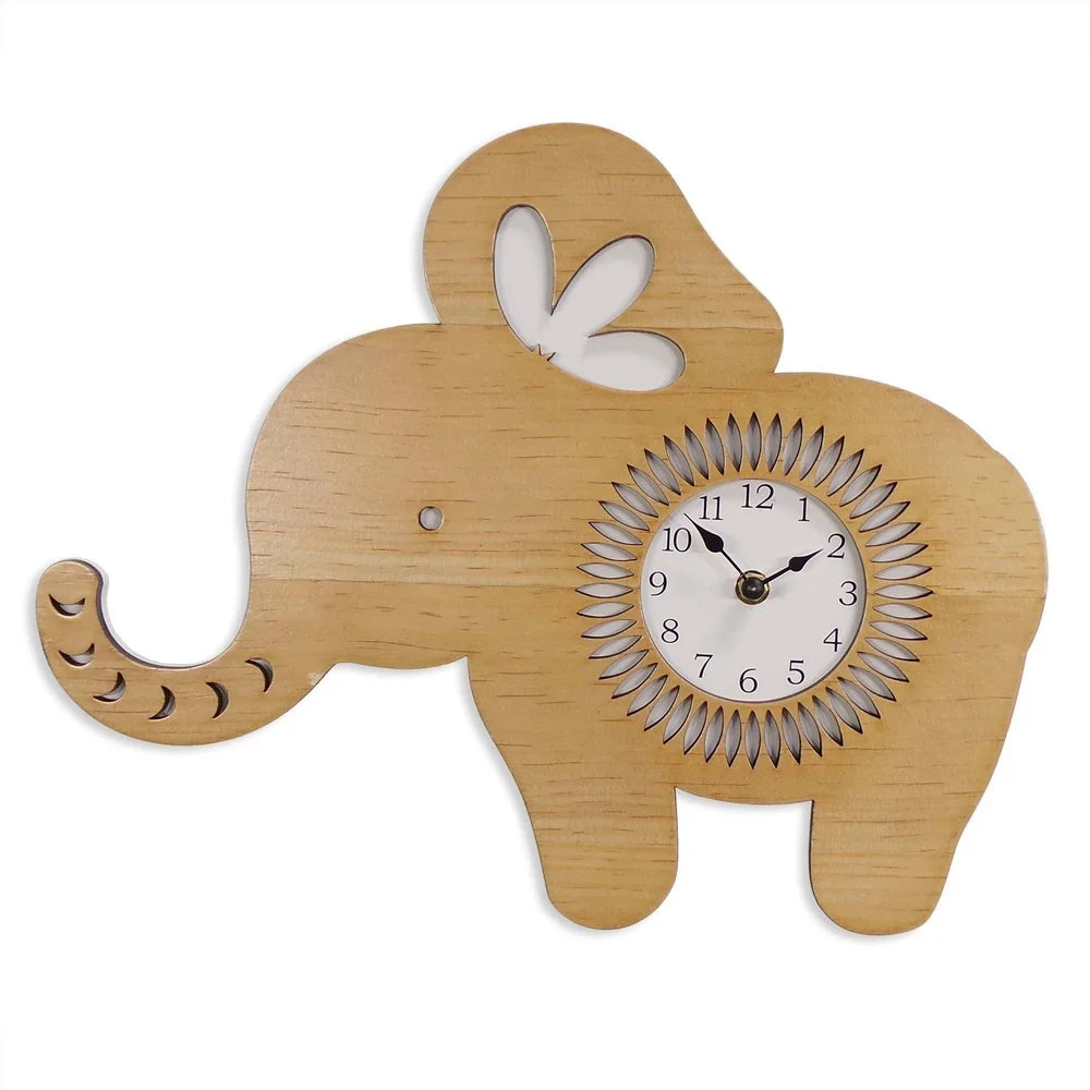 Indoor Elephant Shaped Wood Wall Clock