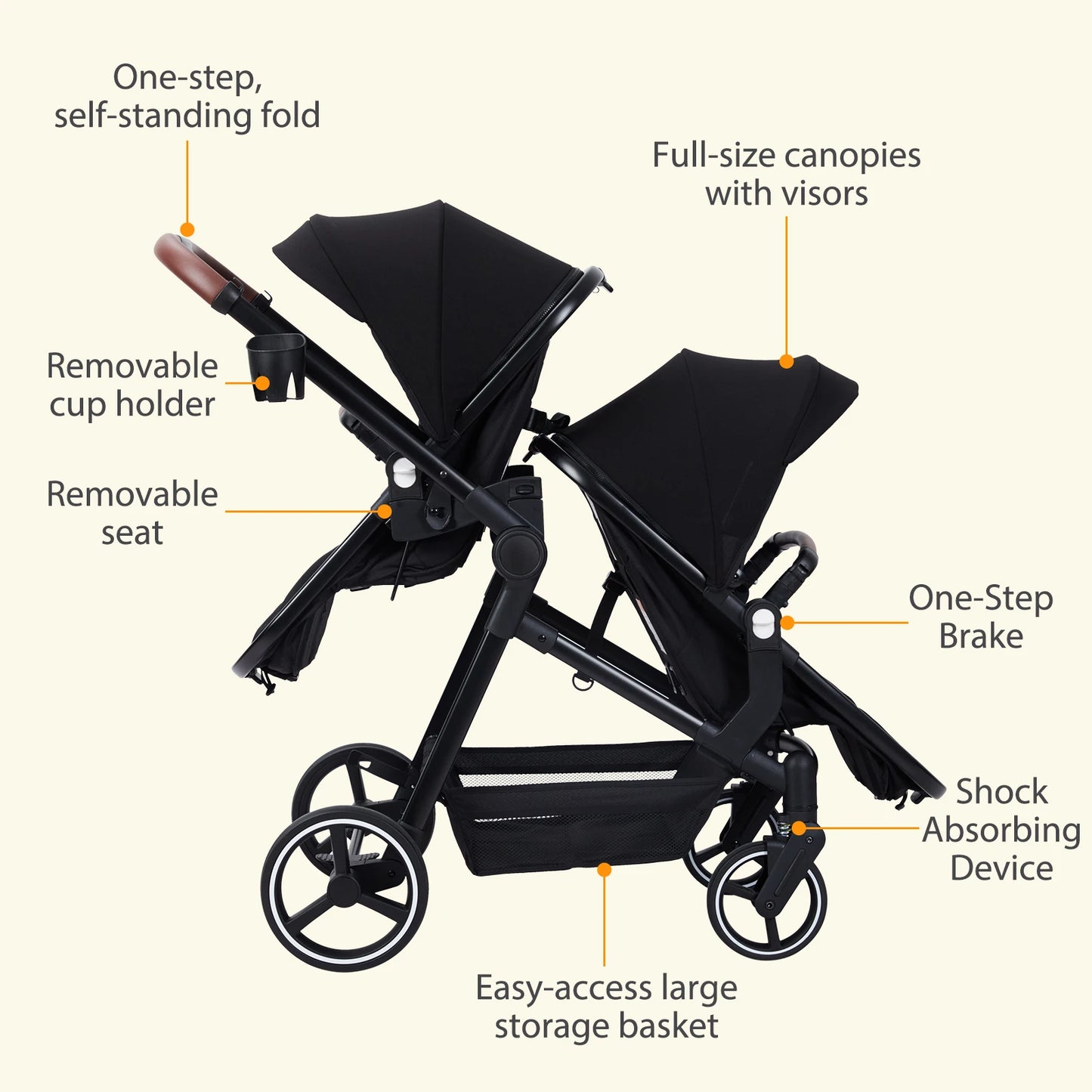 Double Stroller Track Tandem Stroller