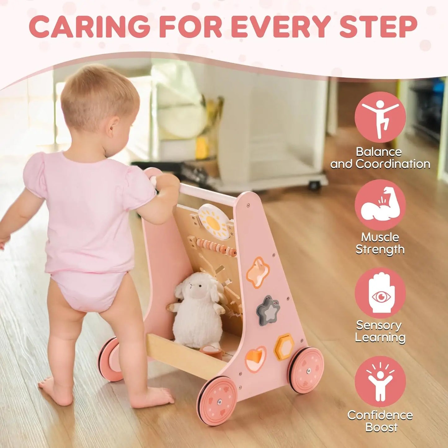 Robotime Robud Wooden Baby Walker with Wheels