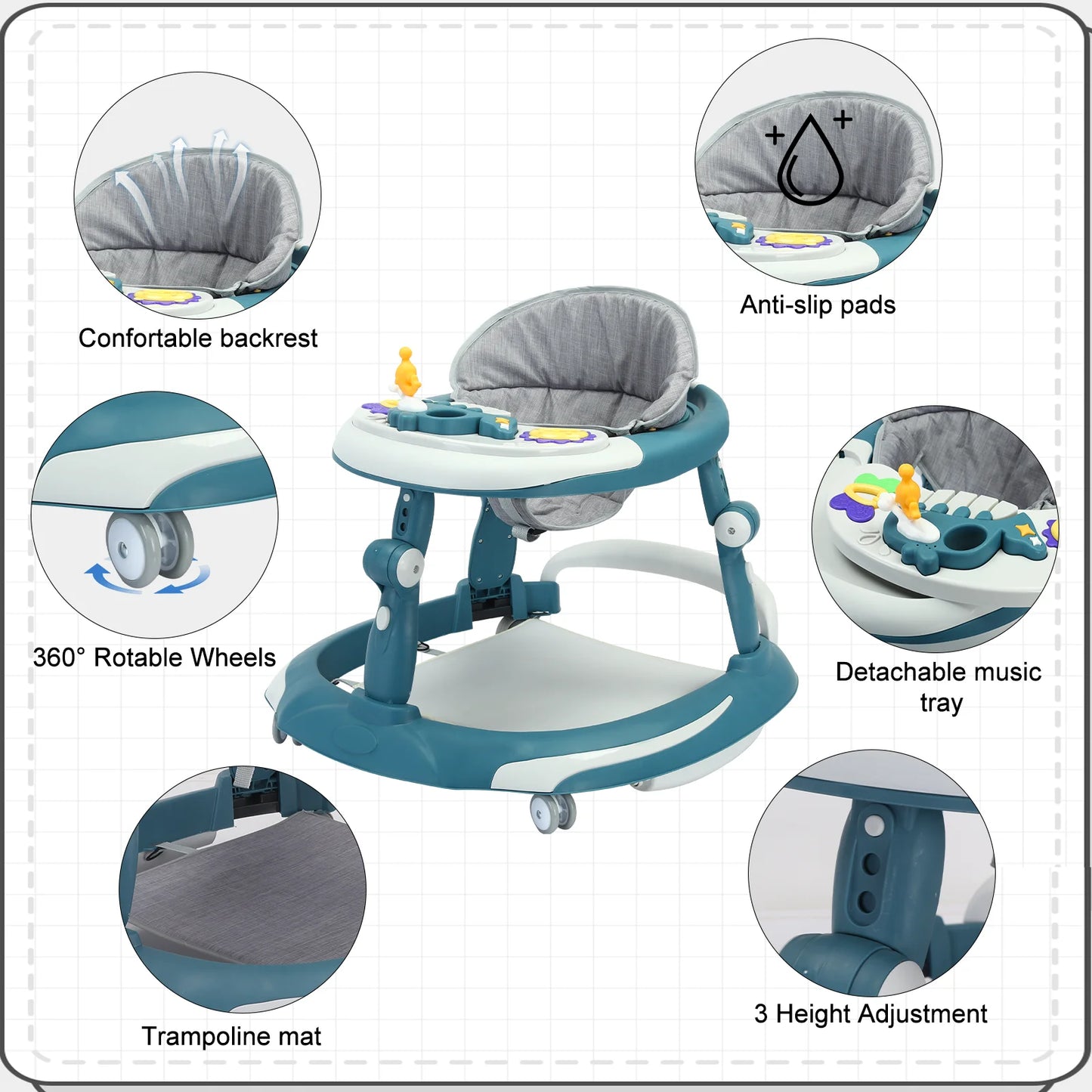 UBRAVOO Foldable Baby Walker 6-18 Month