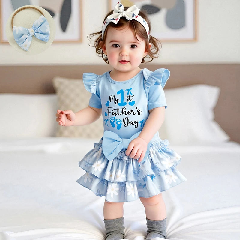 My First Father's Day Letter Print Romper
