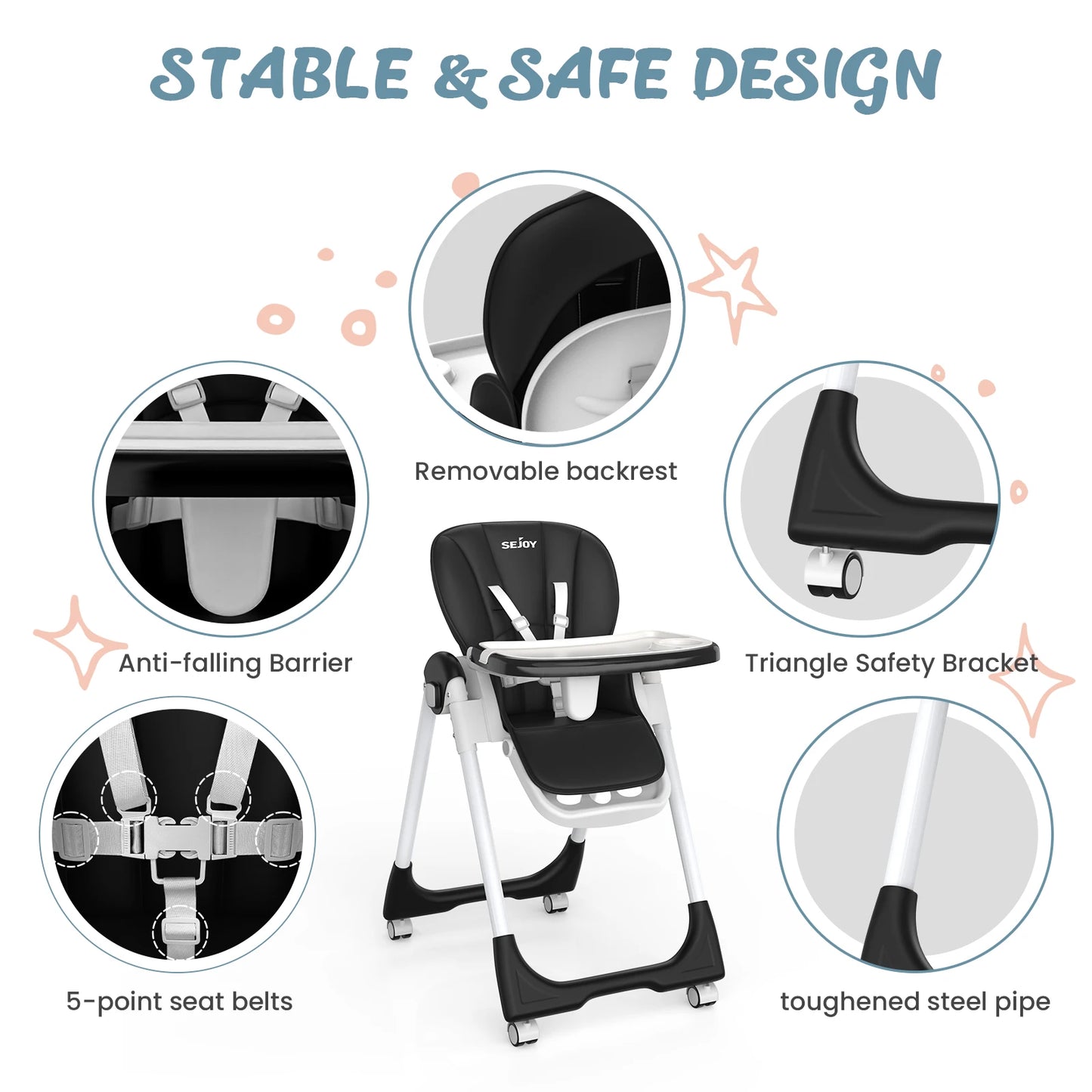 Sejoy Adjustable Baby High Chair