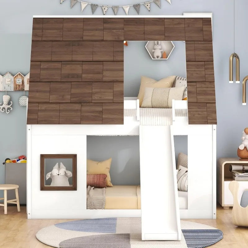 Merax Twin‑Over‑Twin House Bunk Bed