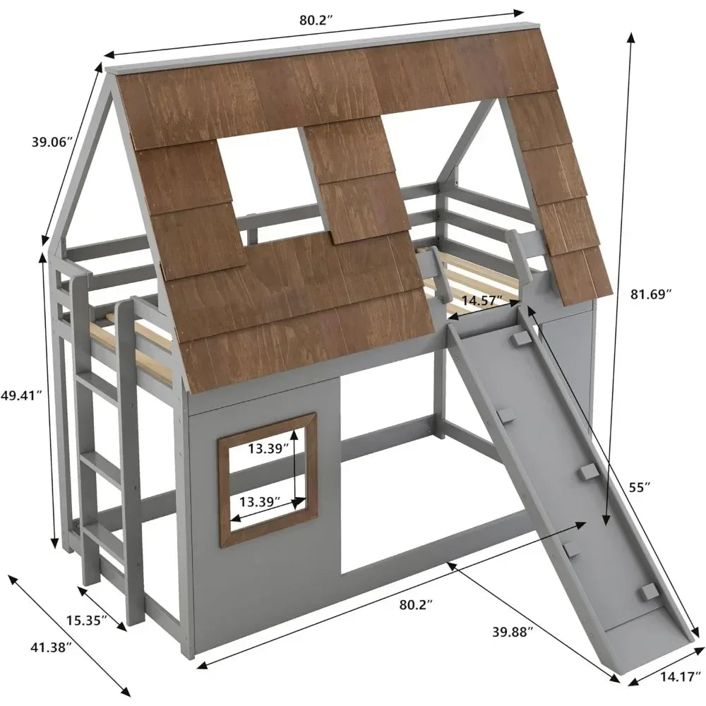 Twin Over Twin House Bunk Bed