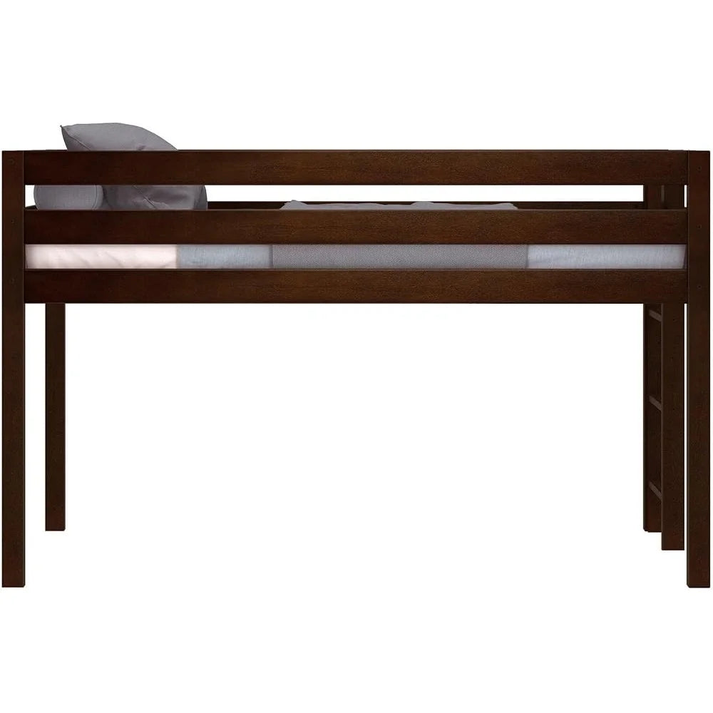 Contemporary Solid Wood Twin Low Loft Bed