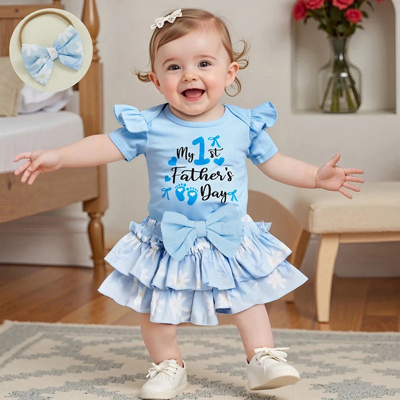 My First Father's Day Letter Print Romper