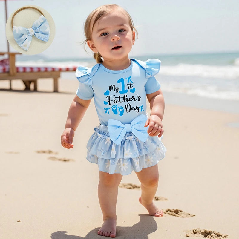 My First Father's Day Letter Print Romper