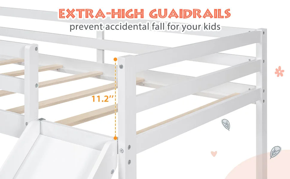 Twin Size Double Loft Bed with Slide