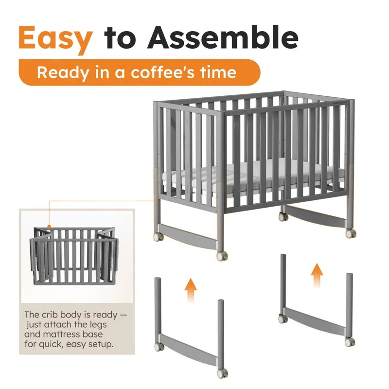 MAMAZING 6-in-1 Convertible Mini Crib (Grey)