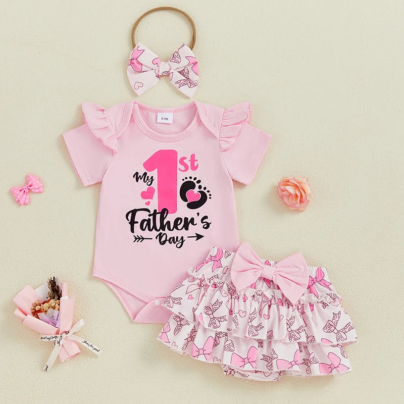 My First Father's Day Letter Print Romper