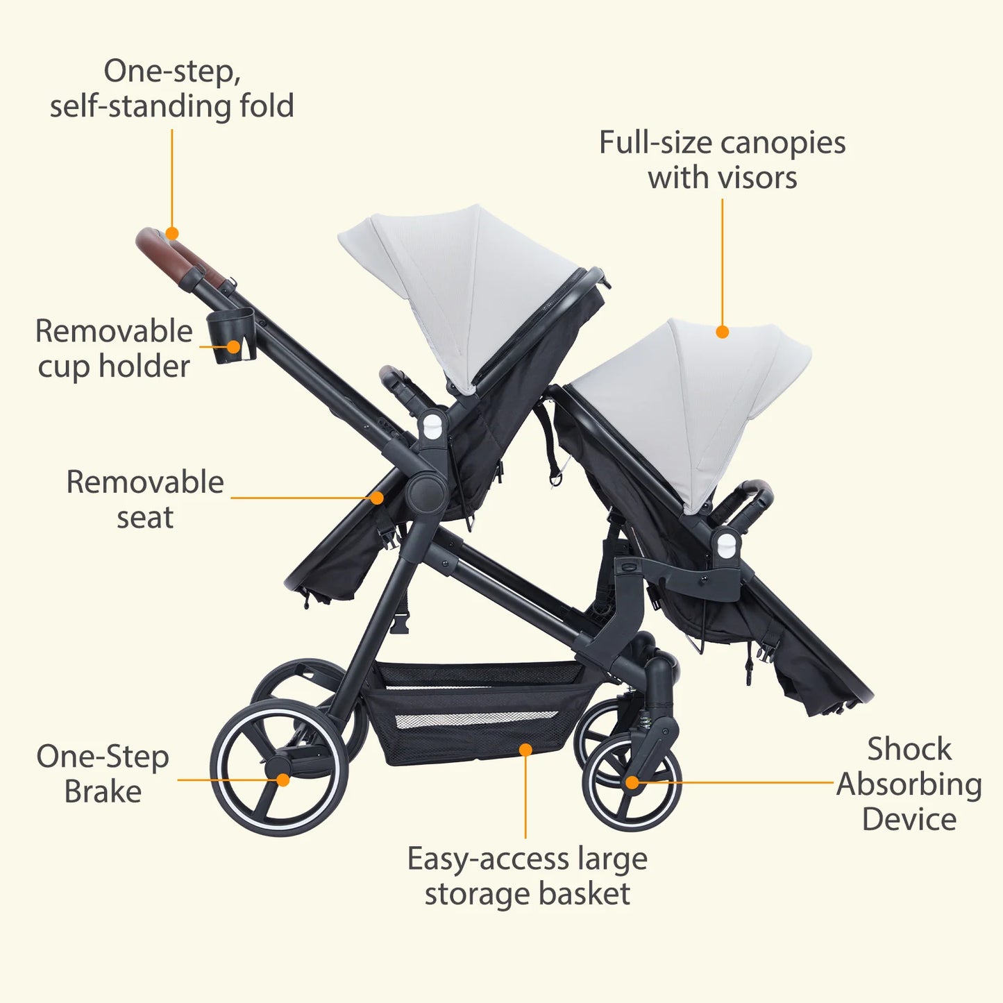 Double Stroller Track Tandem Stroller