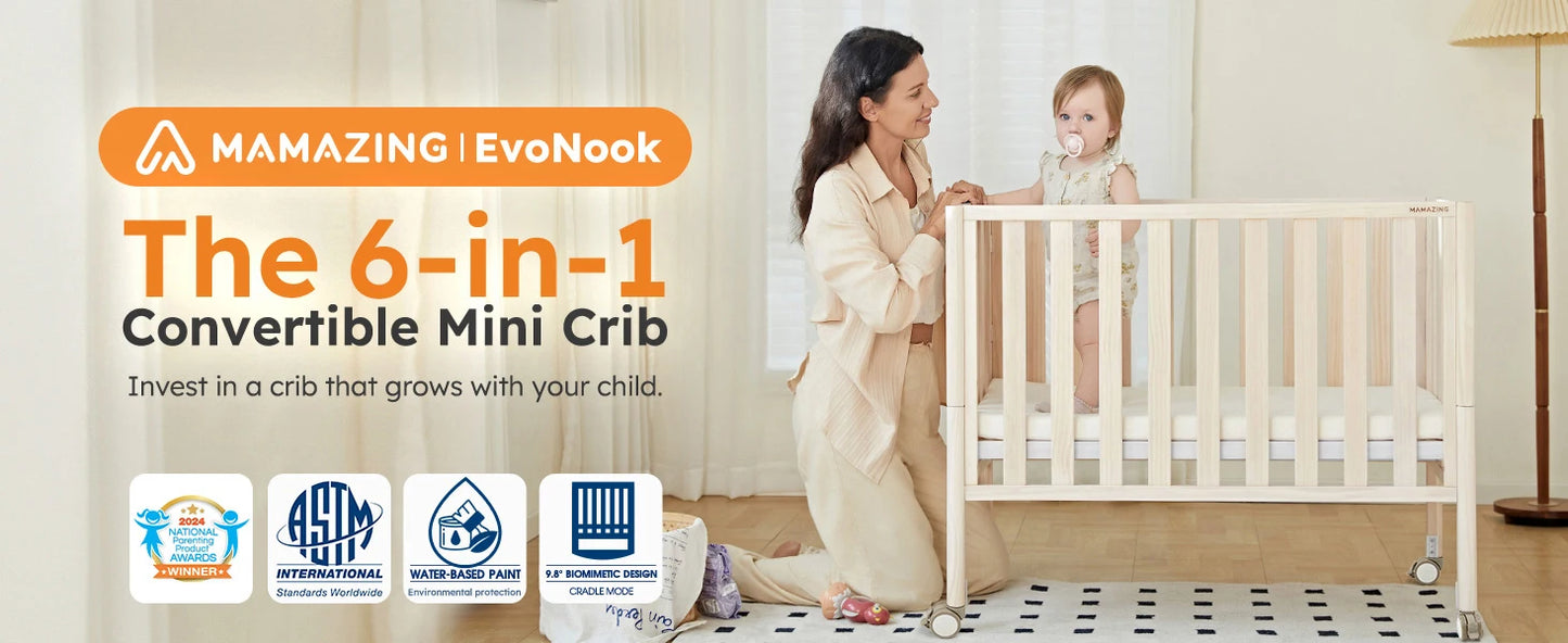 MAMAZING 6-in-1 Mini Crib (Pink)