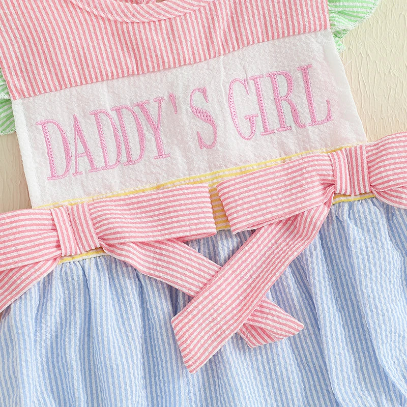 Cute Flutter Sleeve Romper with Striped Pattern