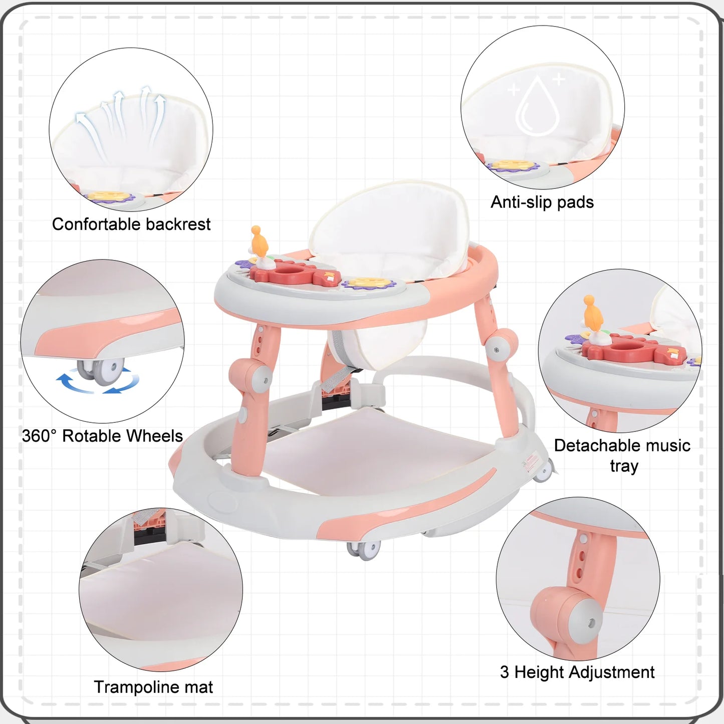 UBRAVOO Foldable Baby Walker 6-18 Month