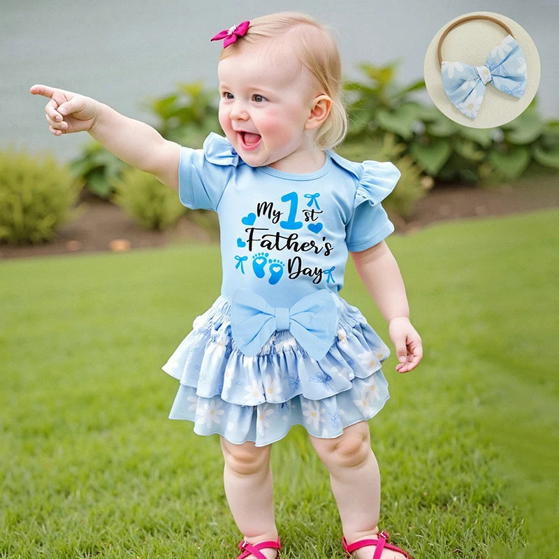 My First Father's Day Letter Print Romper