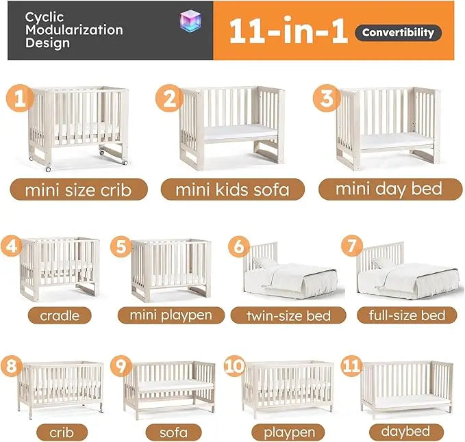 EvoNest 11-in-1 Convertible Crib