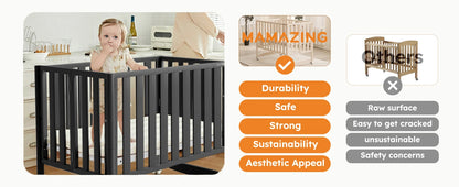 MAMAZING 6-in-1 Convertible Mini Crib (Black)