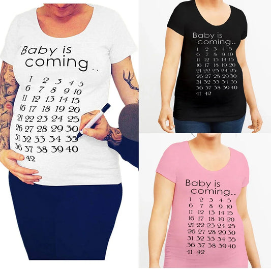 “Baby Is Coming” Maternity Countdown T-Shirt