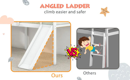 Twin Size Double Loft Bed with Slide