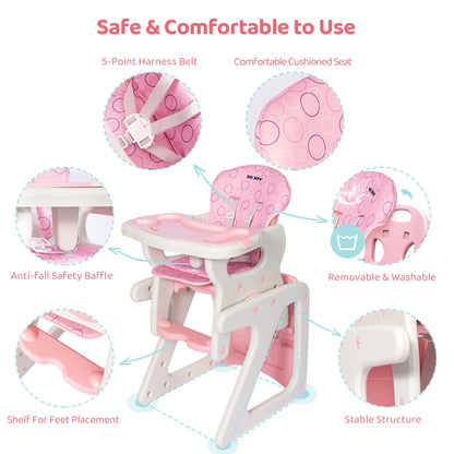 2-in-1 Baby High Chair with Table Footrest