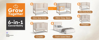 MAMAZING 6-in-1 Mini Crib (Pink)