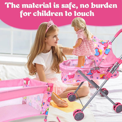 5-Piece Baby Doll Stroller Playset