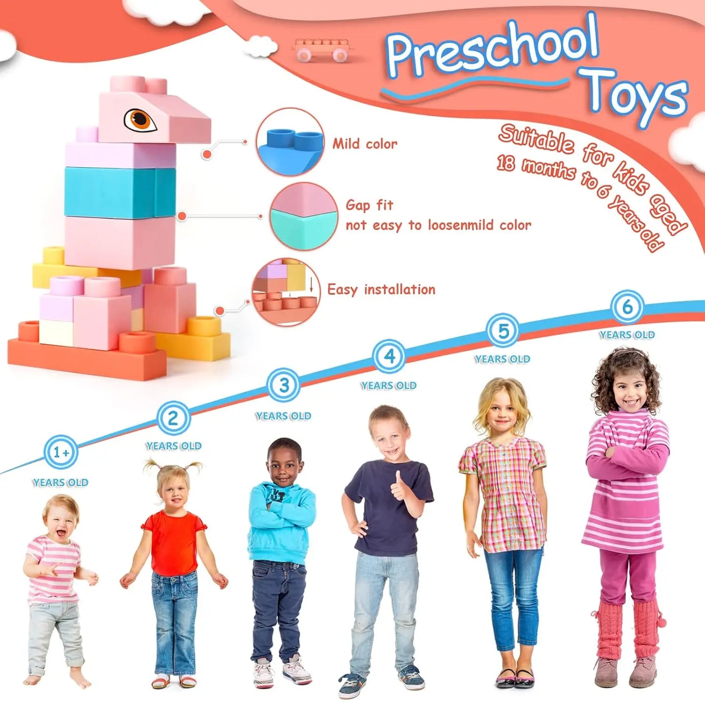 Soft, Lightweight Building Blocks for Kids 18 Months+