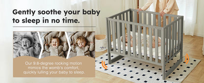 MAMAZING 6-in-1 Convertible Mini Crib (Grey)
