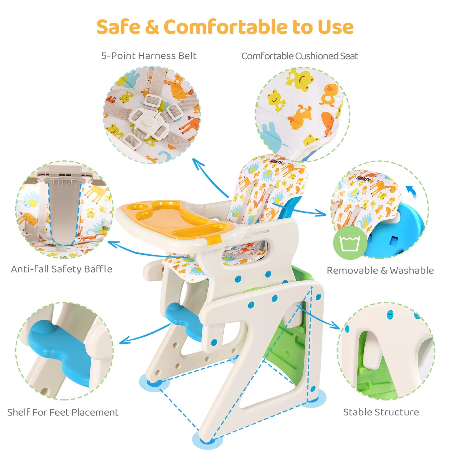 Sejoy High Chair for Baby and Toddlers