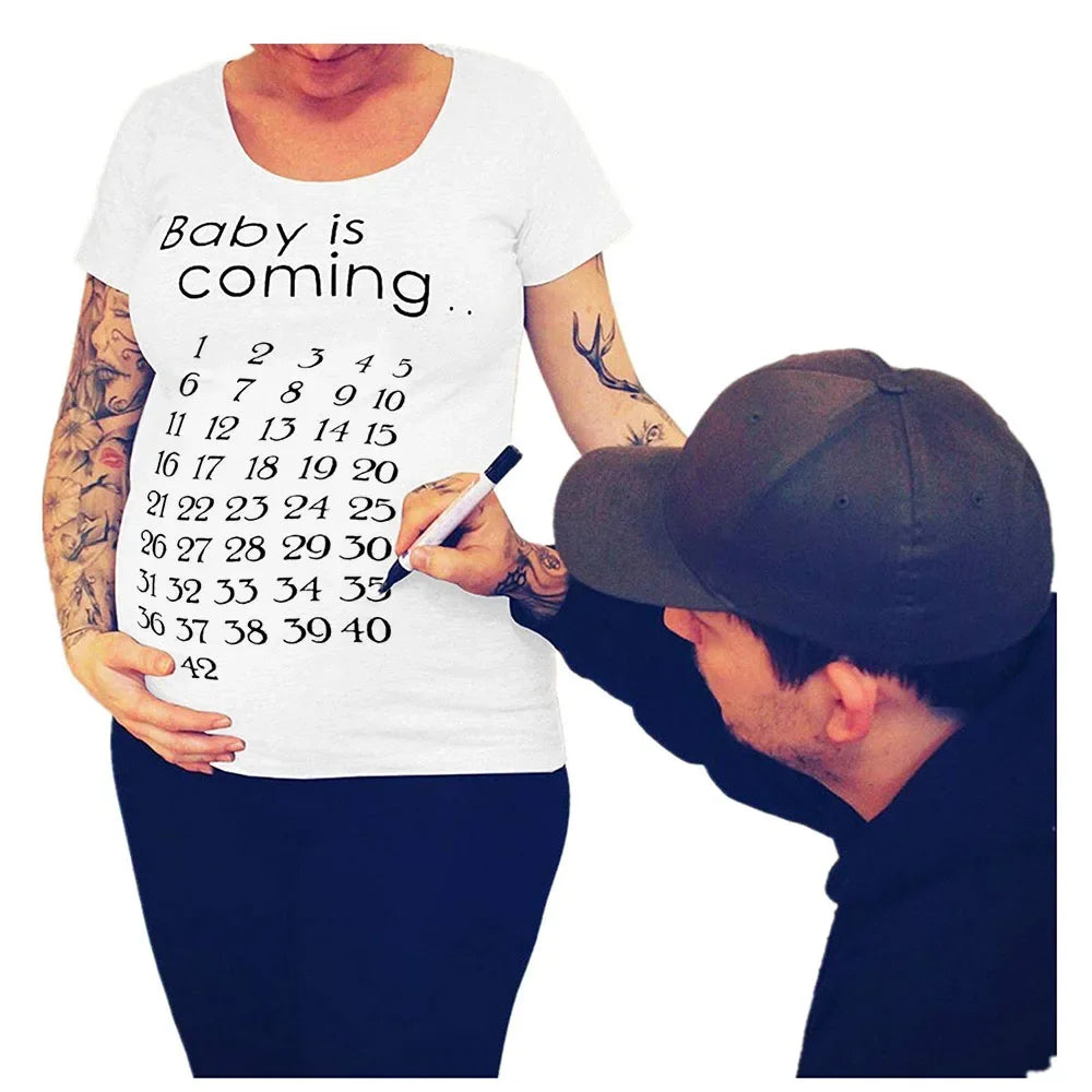 “Baby Is Coming” Maternity Countdown T-Shirt
