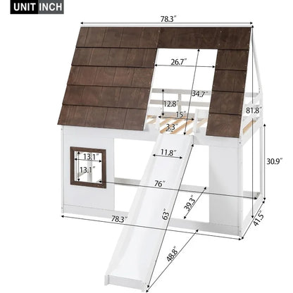 Merax Twin‑Over‑Twin House Bunk Bed
