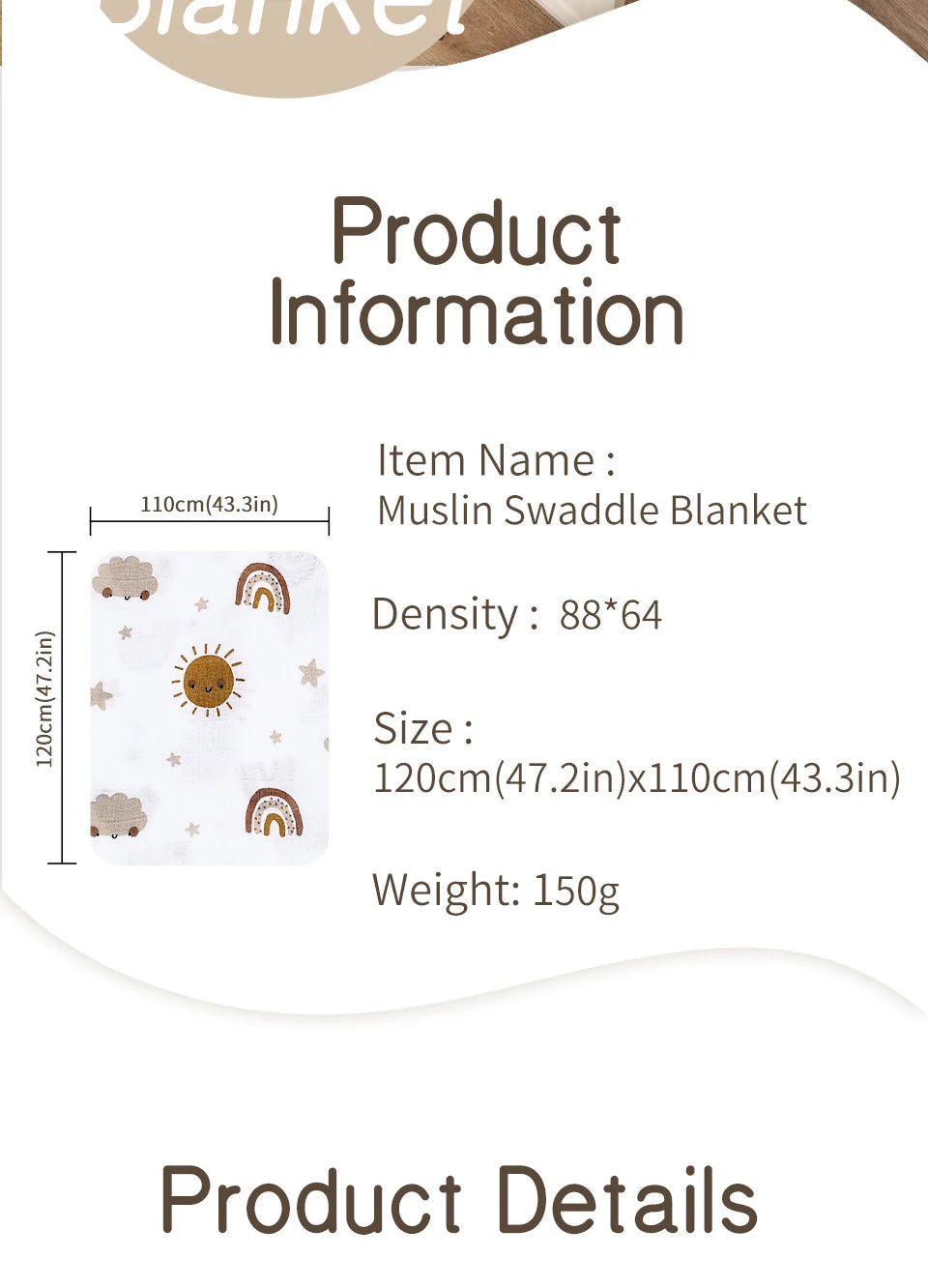 Bamboo Cotton Baby Swaddle
