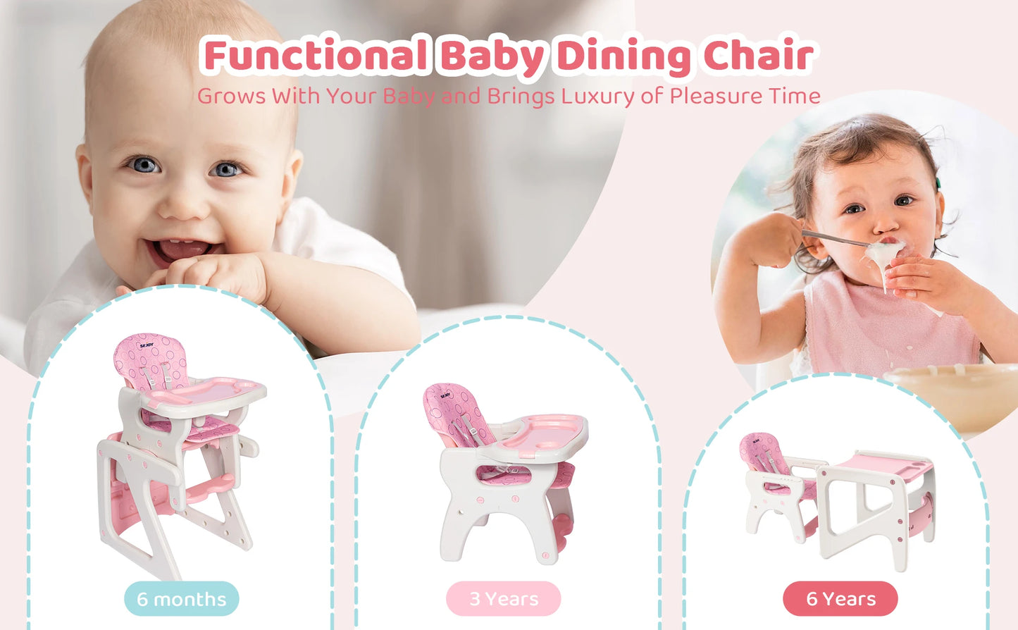 2-in-1 Baby High Chair with Table Footrest