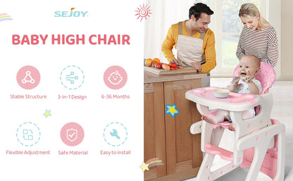 2-in-1 Baby High Chair with Table Footrest