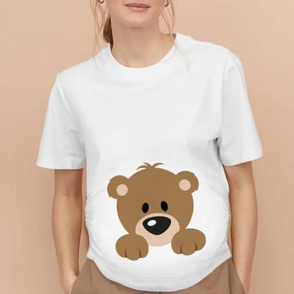 “Pocket Baby” White Maternity Short Sleeve T-Shirt