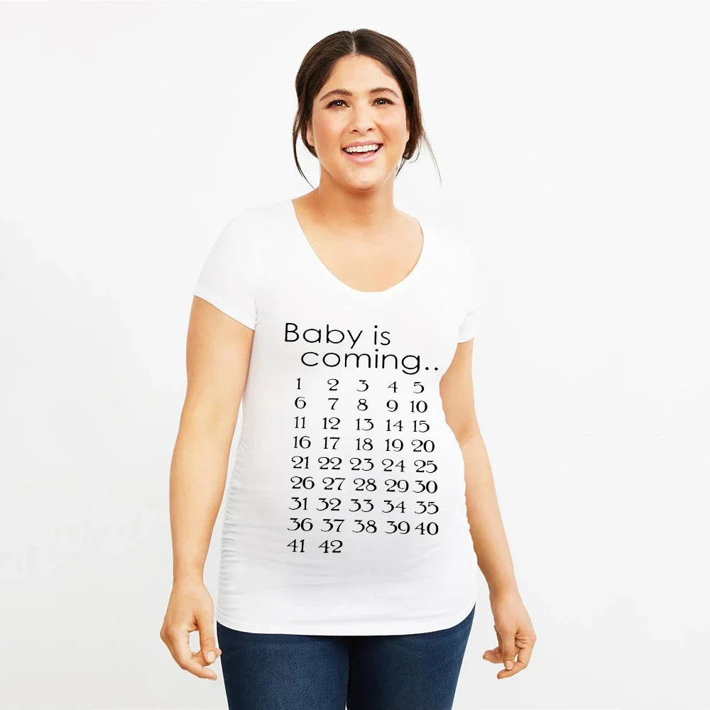“Baby Is Coming” Maternity Countdown T-Shirt