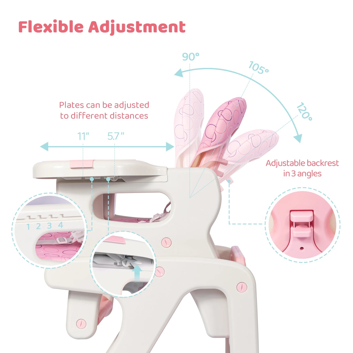 2-in-1 Baby High Chair with Table Footrest