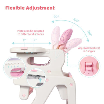 2-in-1 Baby High Chair with Table Footrest
