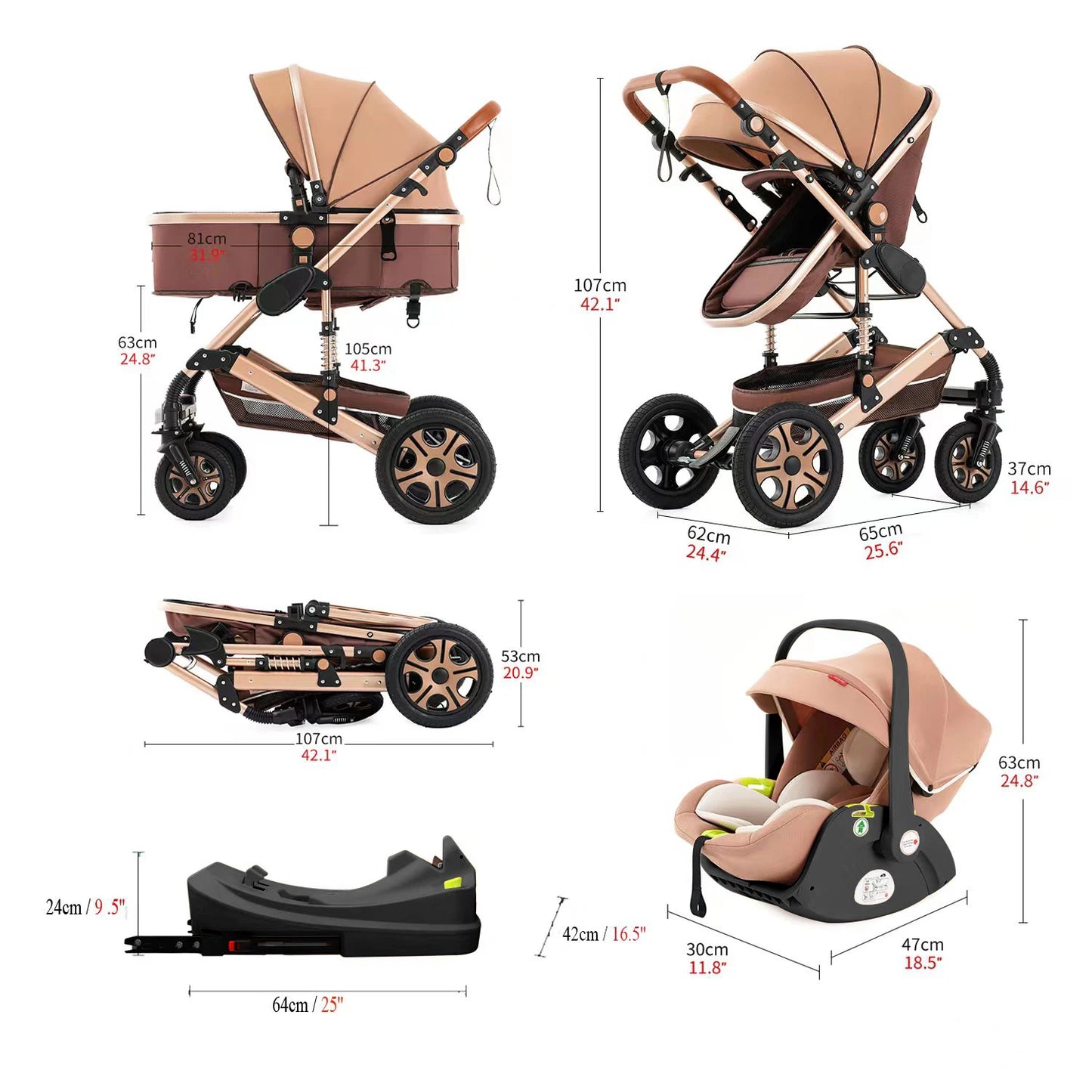 3 in 1 Baby Stroller and Travel System